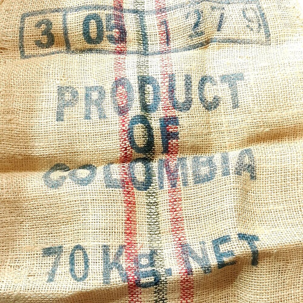 Coffee Bean Sac Burlap Advertising Graphic Columbia 70 Kg NEW Craft DIY